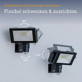 STEINEL LS 300 S LED outdoor floodlight with sensor, 29.5 W, 2704 lm, 4000 K, black — 067571