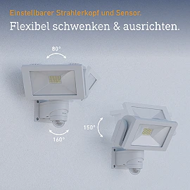 STEINEL LS 300 S LED outdoor floodlight with sensor, 29.5 W, 2704 lm, 4000 K, white — 067588