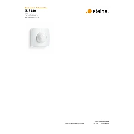 STEINEL IS 3180 COM1 PIR kustības sensors, 180°, 20 m, IP54, balts — 009113
