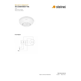 STEINEL IS 2360 ECO PIR griestu kustības sensors, 360°, Ø7 m, IP54, balts — 006556