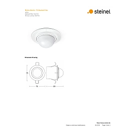 STEINEL IS 2360 DE ECO iebūvējams PIR sensors, 360°, Ø8 m, IP54, balts — 034733