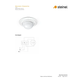 STEINEL IS 2360 DE ECO iebūvējams PIR sensors, 360°, Ø8 m, IP54, balts — 034733