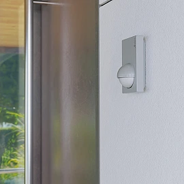 STEINEL IS 180-2 wall motion sensor, PIR, 180°, tangential radius 5/12 m, IP54, silver — 603618