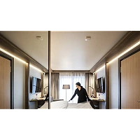 STEINEL LuxMaster True Presence DALI-2 APC UP zemapmetuma griestu klātbūtnes sensors, HF 7,2 GHz, 360°, Ø9 m True Presence, Bluetooth Mesh, IP20, balts — 085599