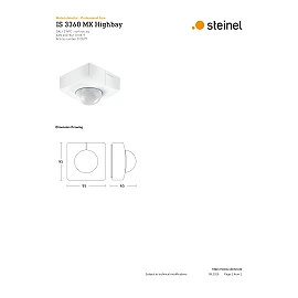 STEINEL IS 3360 MX Highbay DALI-2 APC virsapmetuma kustības sensors, 360°, IP54, balts