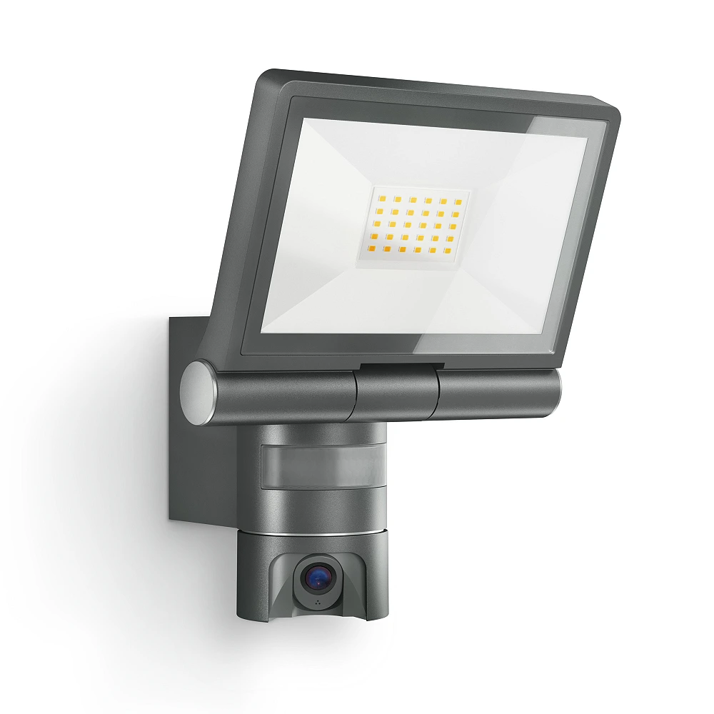 STEINEL XLED CAM2 SC LED floodlight with camera and PIR sensor, 21W, 3000K, anthracite
