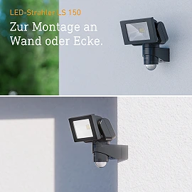 STEINEL LS 150 S LED floodlight, motion sensor, 14.7 W, 1375 lm, 4000 K, IP44, black — 052546