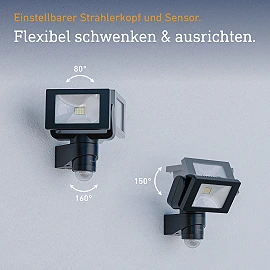 STEINEL LS 150 S LED floodlight, motion sensor, 14.7 W, 1375 lm, 4000 K, IP44, black — 052546