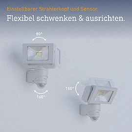 STEINEL LS 150 S LED prožektors, ar sensoru, 14,7 W, 1375 lm, 4000 K, IP44, balts — 052553