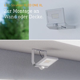 STEINEL XLED ONE XL S outdoor LED floodlight, with motion sensor, 42.6 W, 4200 lm, 3000 K, white — 065270