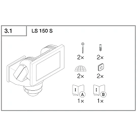 STEINEL LS 150 S LED prožektors, ar sensoru, 14,7 W, 1375 lm, 4000 K, IP44, balts — 052553