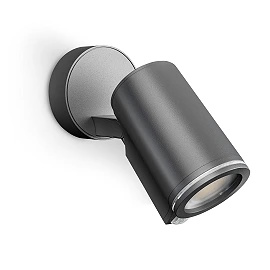 STEINEL Spot ONE S āra sienas prožektors, ar sensoru, 1× GU10, 512 lm, 3000 K, antracīts — 058616
