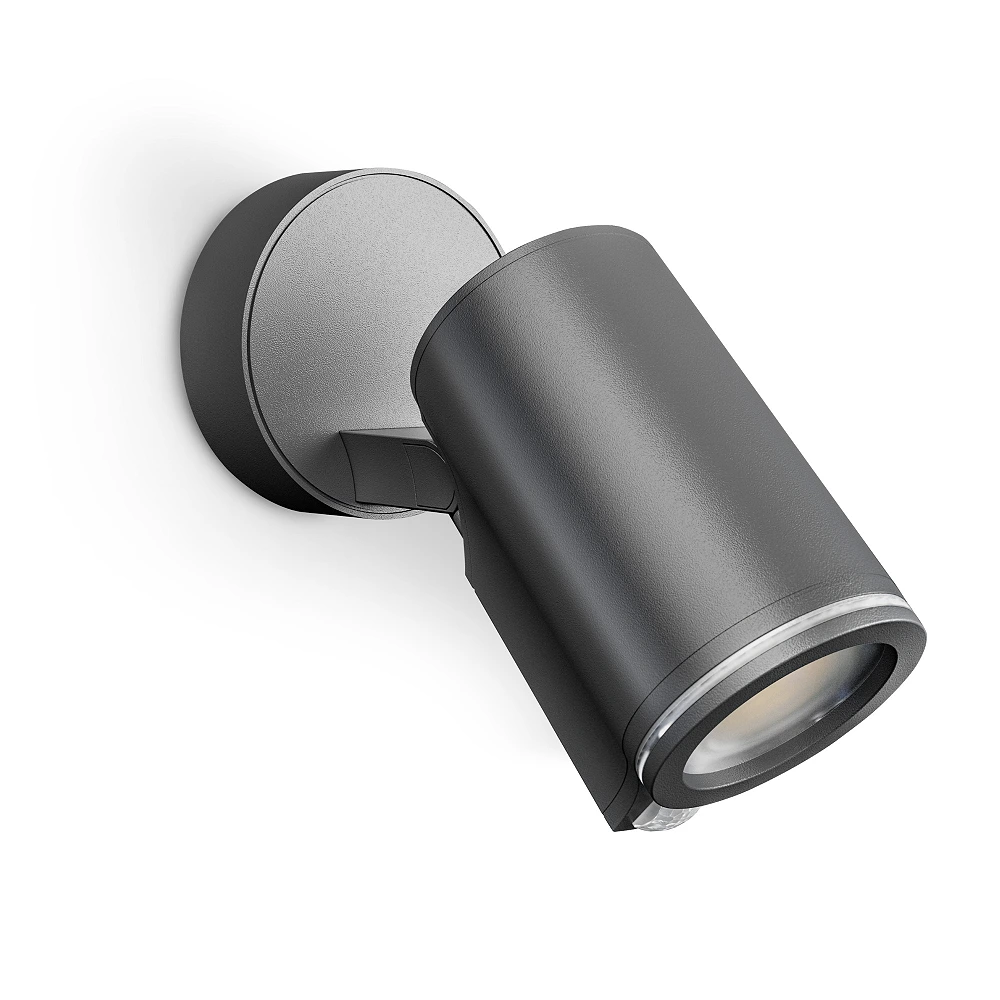 STEINEL Spot ONE SC āra sienas prožektors, Bluetooth, ar sensoru, 1× GU10, 512 lm, 3000 K, antracīts — 058630