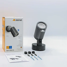 STEINEL Spot ONE SC āra sienas prožektors, Bluetooth, ar sensoru, 1× GU10, 512 lm, 3000 K, antracīts — 058630