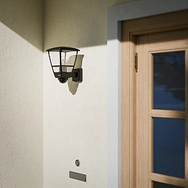 STEINEL L 10 S āra sienas lampa ar kustības sensoru, E27, melna — 084769