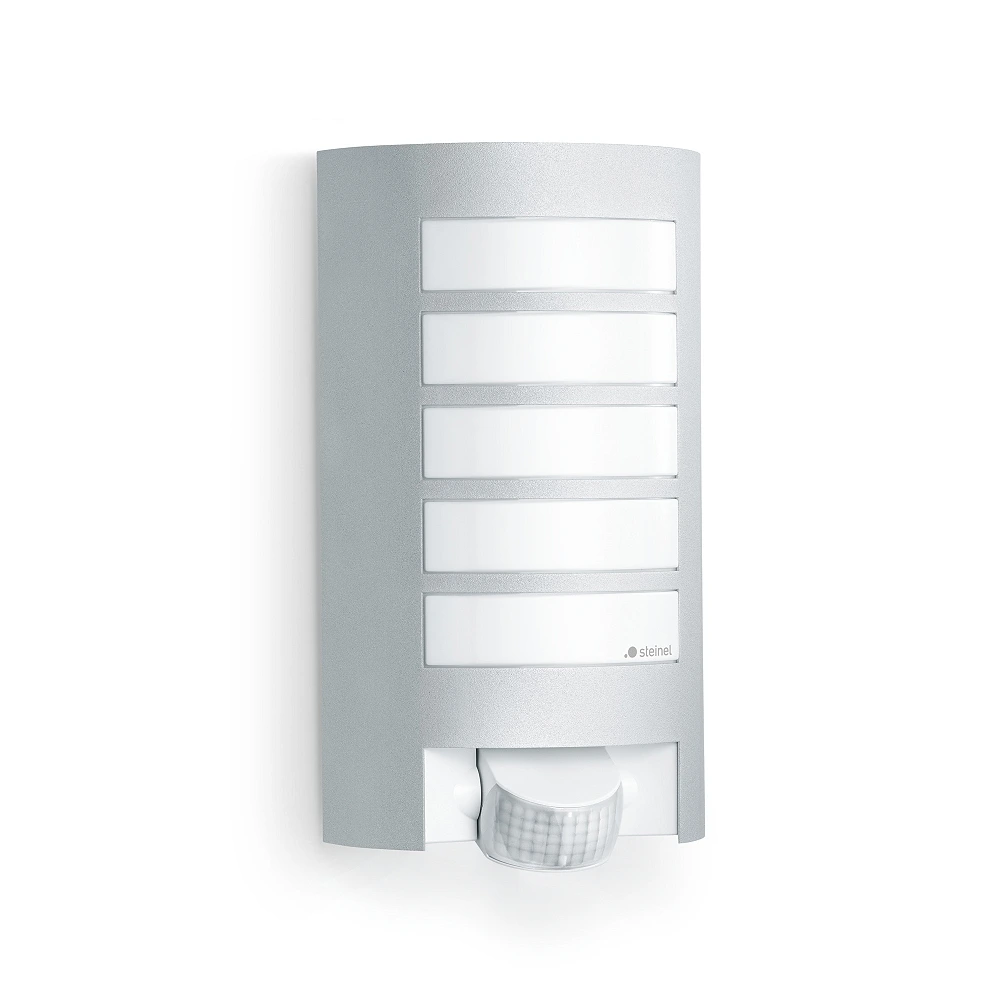 STEINEL L 12 S outdoor wall light with motion sensor, E27, max. 60 W, silver — 657918
