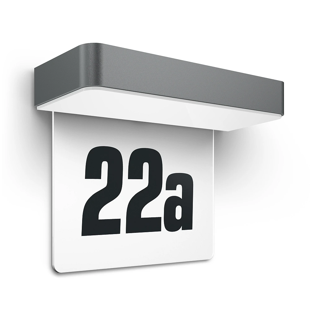 STEINEL XSolar SOL-O HN solar house number light, without motion sensor, 7 lm, 3000 K, anthracite — 065935