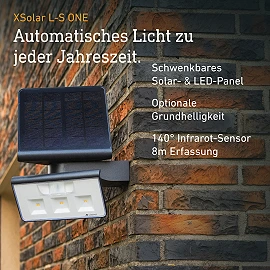 STEINEL XSolar L-S ONE solārā āra sienas sensorlampa, 1,2 W, 150 lm, 3000 K, antracīta krāsā — 081973