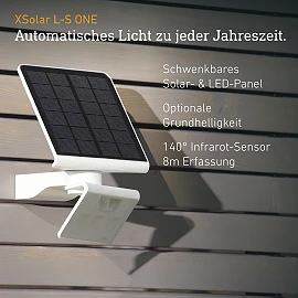 STEINEL XSolar L-S ONE solārā āra sienas sensorlampa, 1,2 W, 150 lm, 3000 K, baltā krāsā — 081997