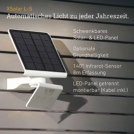 STEINEL XSolar L-S solārā āra sienas sensorlampa, 1,2 W, 150 lm, 3000 K, baltā krāsā — 671006