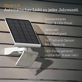 STEINEL XSolar L-S solar outdoor wall sensor light, 1.2 W, 150 lm, 3000 K, silver — 671013