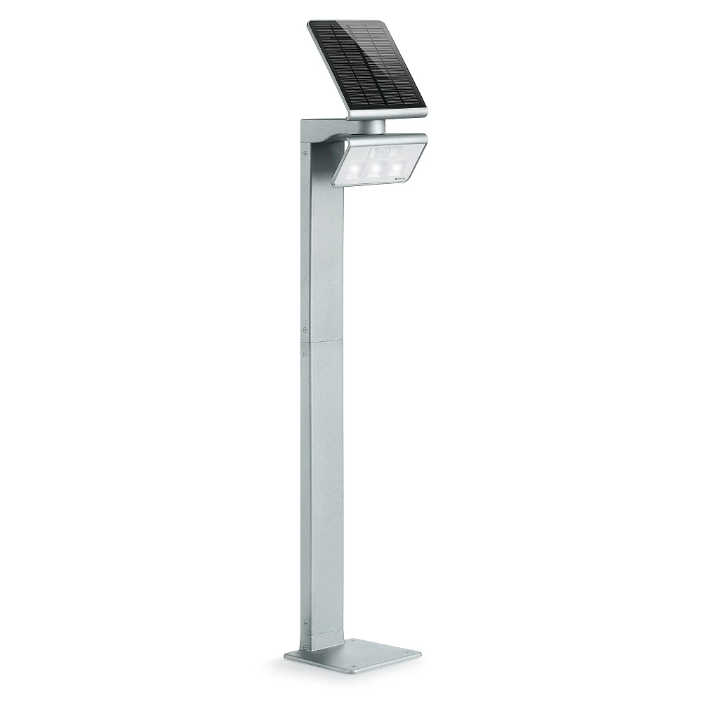 STEINEL XSolar GL-S solārs dārza stabiņš ar sensoru, 150 lm, 3000 K, IP44, sudraba — 671211