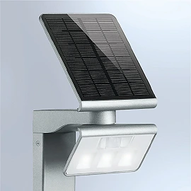 STEINEL XSolar GL-S solārs dārza stabiņš ar sensoru, 150 lm, 3000 K, IP44, sudraba — 671211