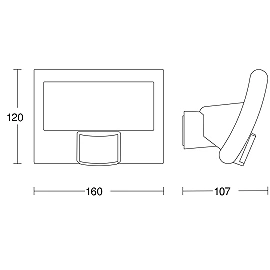 XLed curved, 160°, 8m, 9.3W floodlight, STEINEL