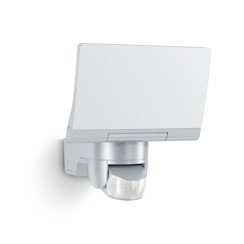 STEINEL XLED home 2 S outdoor LED sensor floodlight, 13.7 W, 1550 lm, 3000 K, IP44, silver — 033057