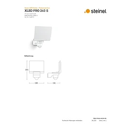 STEINEL XLED PRO 240 S āra LED sensorprožektors, 19,3 W, 2124 lm, 3000 K, IP44, balts — 068073