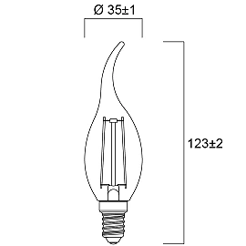 E14 bent-tip LED candle bulb, 2.5W, 2700K, 250lm (Sylvania 0029485)