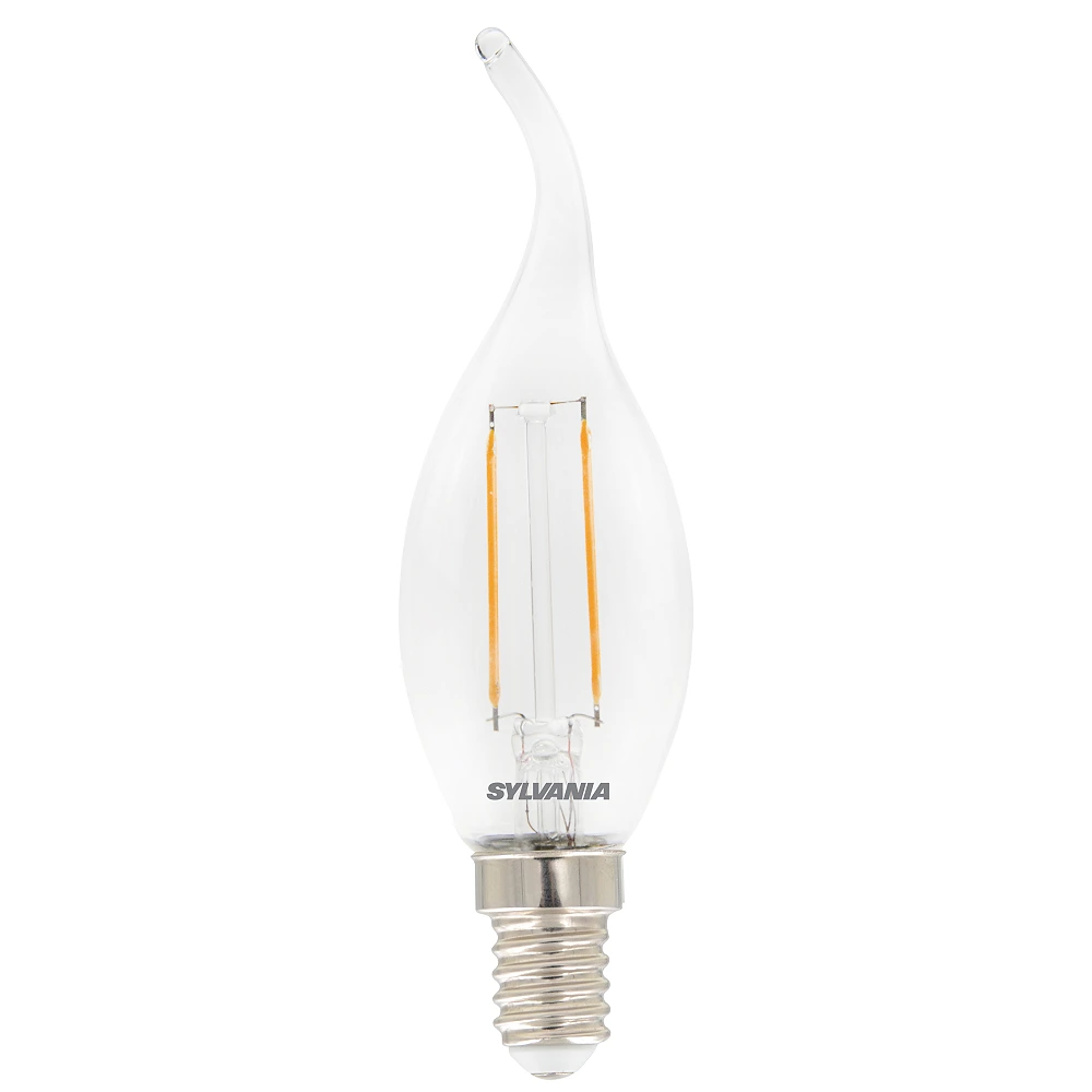 E14 bent-tip LED candle bulb, 2.5W, 2700K, 250lm (Sylvania 0029485)