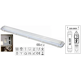 LED hermetic fitting 2×T8 120 cm, IP65, G13 (Spector Light)