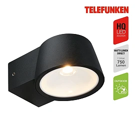 Outdoor LED wall light, 7.5W, 750lm, 3000K, IP54, black (Telefunken 323005TF)