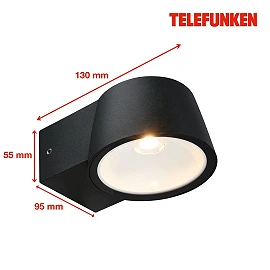 Outdoor LED wall light, 7.5W, 750lm, 3000K, IP54, black (Telefunken 323005TF)