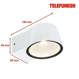 Outdoor LED wall light, 7.5W, 750lm, 3000K, IP54, white (Telefunken 323006TF)