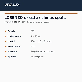 LORENZO ceiling/wall spot 1×E27 wood/black finish (VIVALUX)