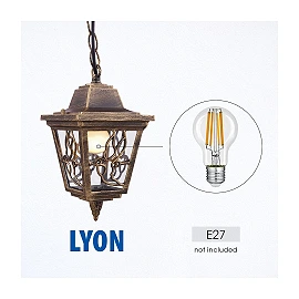 LYON outdoor pendant light 1xE27 antique brass IP44 (VIVALUX VIV004378)