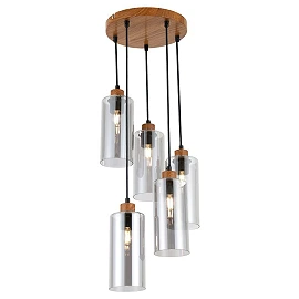 Suspension lamp AMIRA Ø100×1500 mm 1×E27 smoked glass black (VIVALUX)