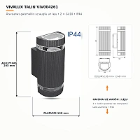 TALIN outdoor up/down wall light 2×GU10, black, IP44 (VIVALUX VIV004261)