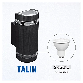TALIN outdoor up/down wall light 2×GU10, black, IP44 (VIVALUX VIV004261)