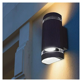 TALIN outdoor up/down wall light 2×GU10, black, IP44 (VIVALUX VIV004261)