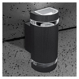 TALIN outdoor up/down wall light 2×GU10, black, IP44 (VIVALUX VIV004261)