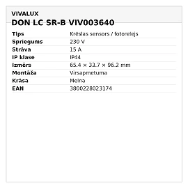 DON LC SR-B light control sensor black, 230V, IP44, 15A (VIVALUX)