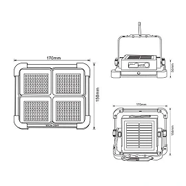 ZEIN SOLAR LED portable solar work light 850lm, IP44 (VIVALUX)