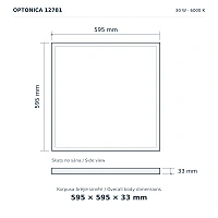 LED panelis 60×60 cm, 30W, 4200lm, 6000K, balts (Optonica 12781)