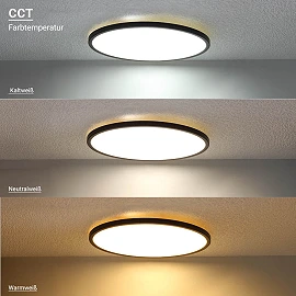 LED ceiling light 24W, 1920lm, RGB+CCT, black (Optonica 2942)