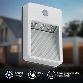 Mobilais āra gaismeklis "LERO", 3xLED, 0.36W, IP54, ar kustību sensoru - 2278-031