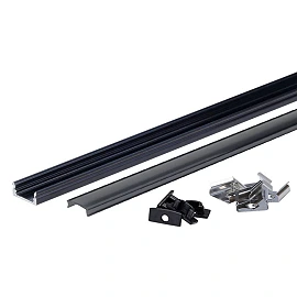LED virsapmetuma profils 2 m, 17,4×7 mm, melns ar melnu vāku (Optonica 5107)