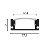 LED virsapmetuma profils 2 m, 17,4×7 mm, melns ar melnu vāku (Optonica 5107)